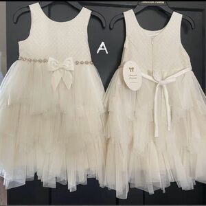 American Princess Cream Asymmetrical Tiered Dress